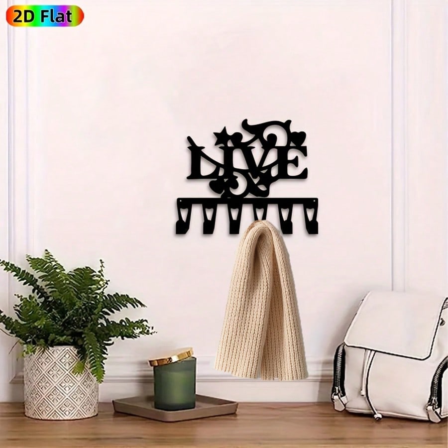 Smiling Key Holder Metal Wall Art 6 Hooks Forged Iron Practical Decor Christmas Gift