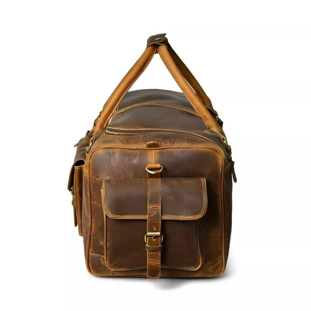 Vintage Buffalo Leather Luggage Bag - Unisex Travel Weekend Sport Gym Bag