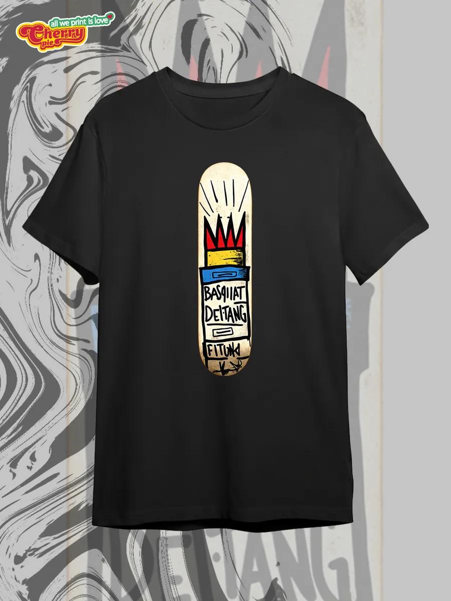 Black T-shirt with rock cave painting print S
