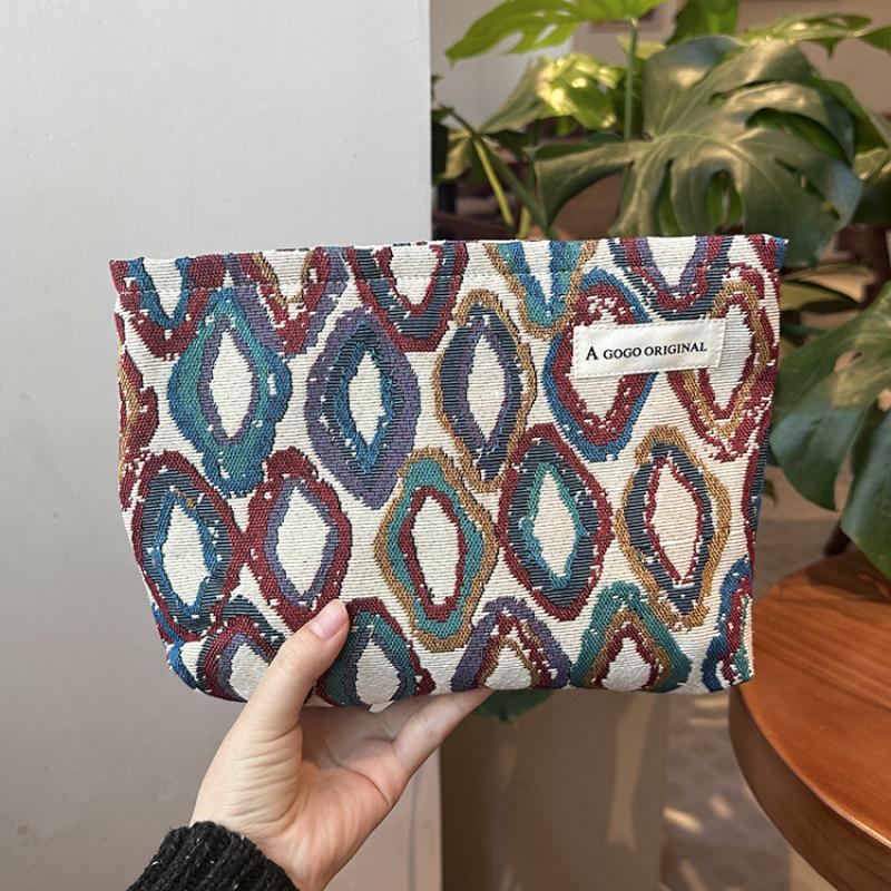 

Новая Мода Винтажная Геометрическая Вышитая Косметичка Большой Вместимости Органайзер для Макияжа и Туалетных Принадлежностей Сумочка Клатч Набор для Макияжа