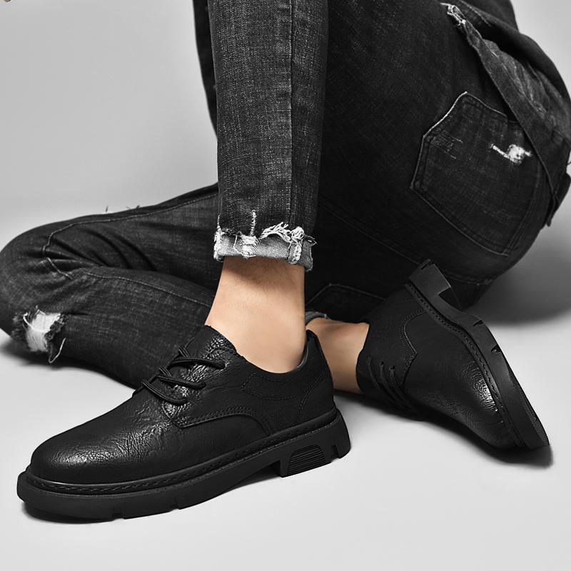 Genuine Leather Men's Dress Shoes Stylish Lace-Up Men Casual Shoes Handmade Classic Men Footwear for Wedding Male Oxfords Flats