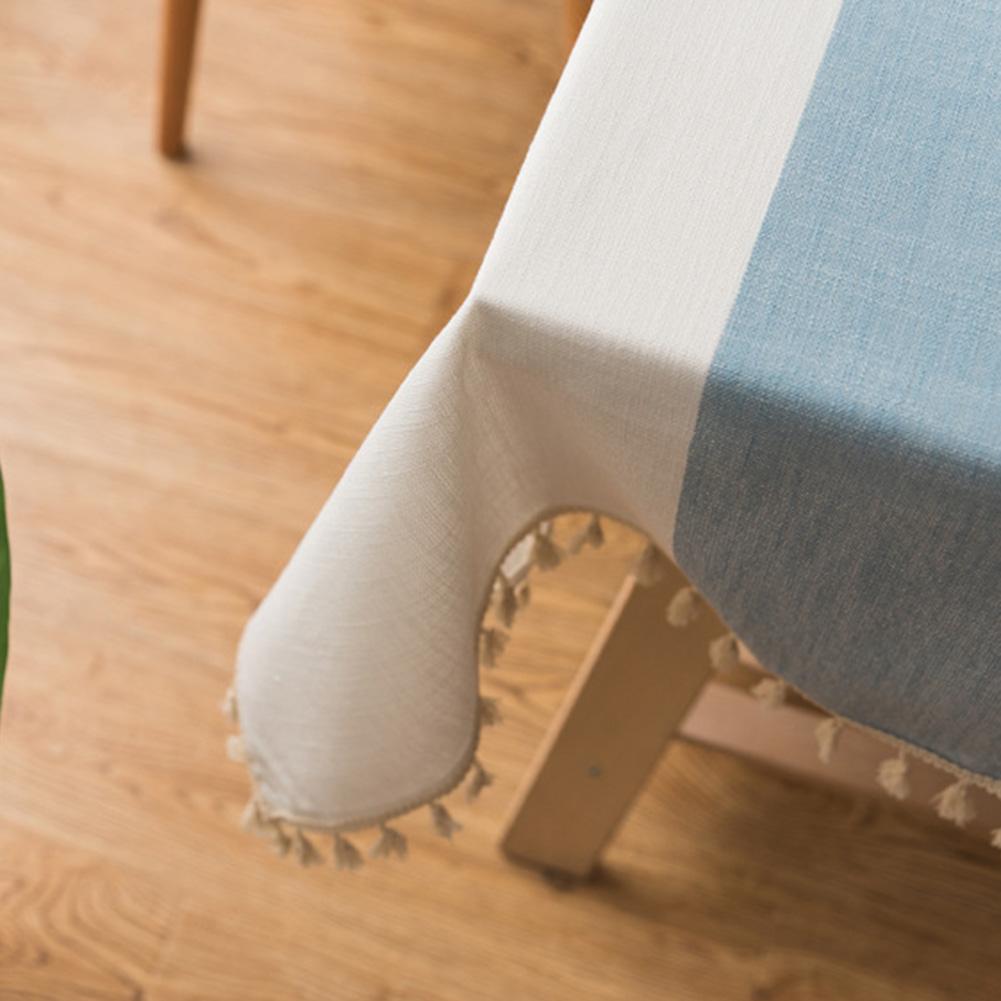 Tassel Cotton Linen Fabric Dust Proof Tablecloth Table Cover Tabletop Decoration(Brown 55*55in)