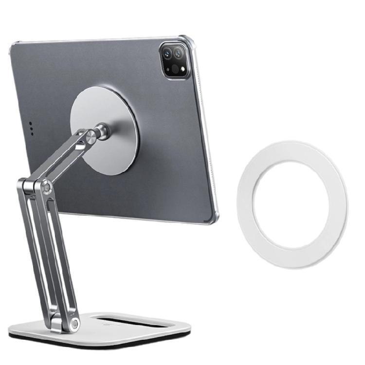

Tablet Stand Magnetic 360 Degree Rotation Foldable Arm Ergonomic Aluminum Tablet Holder For Office Study Reading срібний