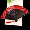 Exquisite Blossom Printing Folded Fan Portable Kimono Fan Tassel Folding Fan  Home Decoration