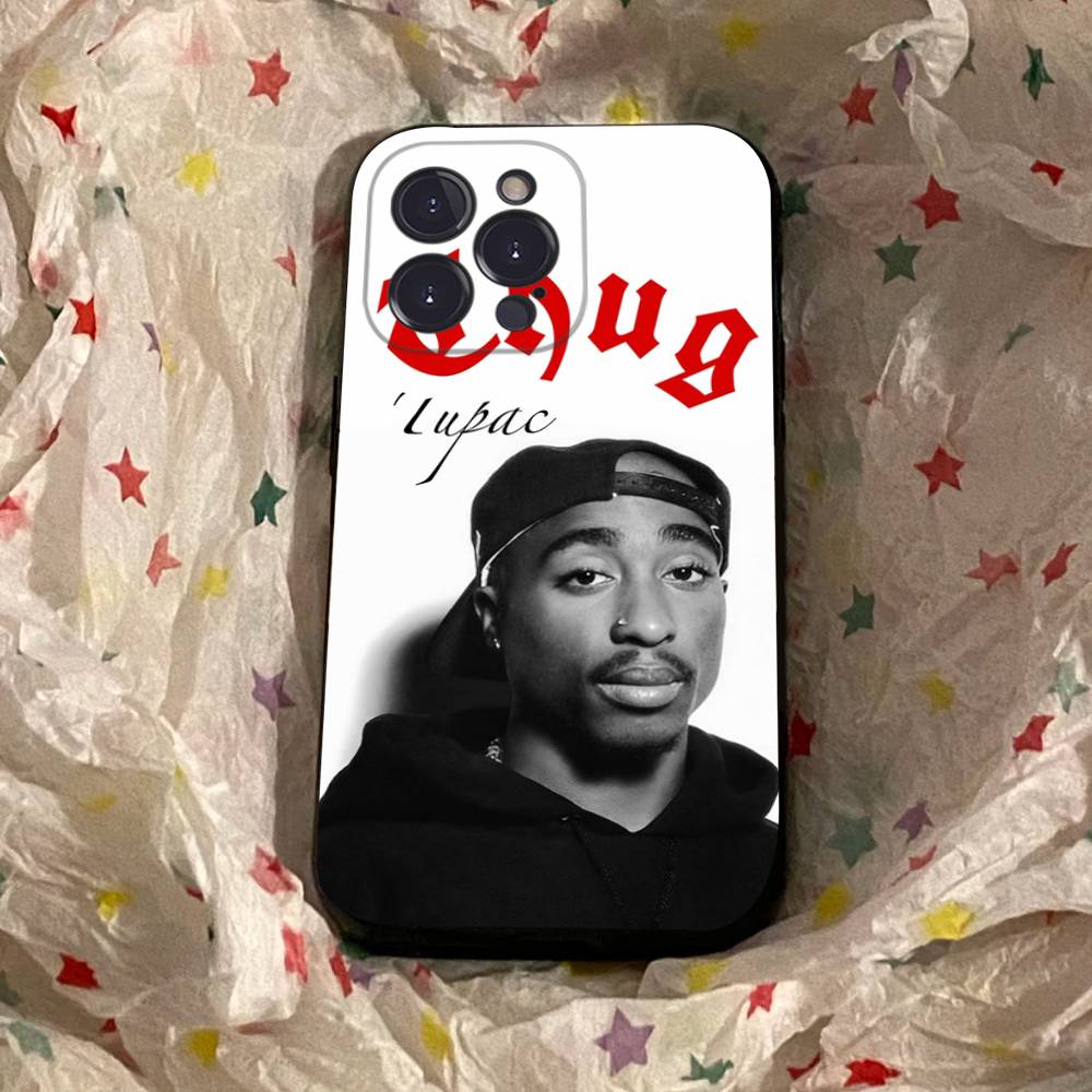 Rapper 2Pac Singer Tupac Square Matte Silicone Case For Iphone17 Air 16 15 14 13 12 11 Pro Max Plus Matte Basic Cover Case