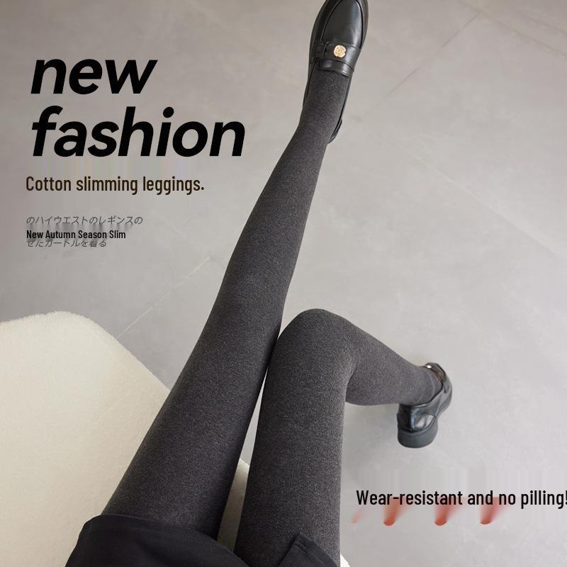 Korean-Style Fleece-Lined Cotton Leggings with Tummy Control and Long Socks for Women, Perfect for Autumn and Winter