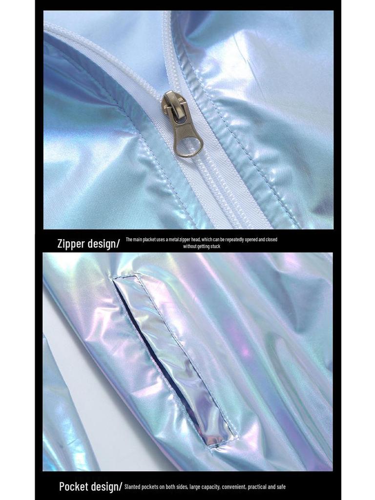 Herren Bunte Reflektierende Farbverlauf Sommerjacke - Eisseide Ultradünn Sonnenschutz