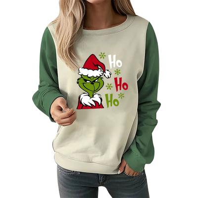 Women Christmas Printed Sweatshirts Fashion Long Sleeved T-shirt Round Neck Hoody Women's Hoodies Female Tops