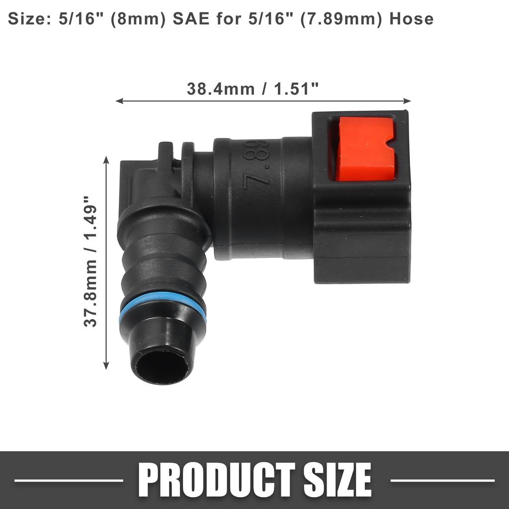 A ABSOPRO Car Fuel Line Hose Quick Release Connector 90 Degree 5/16" 7.89mm SAE