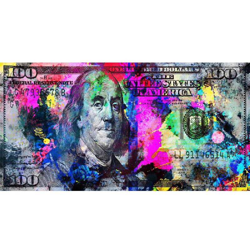 

Вдохновляющие красочные 100 долларов плакат с принтом граффити наличные деньги холст картины спальня офис декор настенная картина 20*40cm