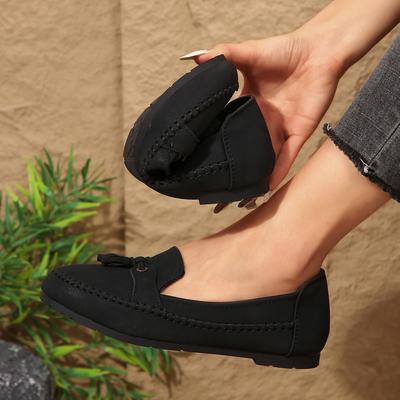 Foreign Trade Large-size Single Shoes, New Solid-color Stitched Women's Flat-soled Loafers In the Summer of 2025, One Pedal Doudou Shoes