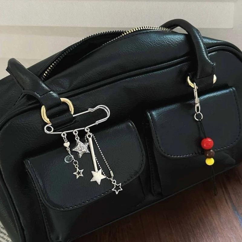 1pc Beaded Pin Bag Pendant Sweet Pin Star Chain Keychain Pendant Stylish Cute Pendant Keychain Backpack Decoration