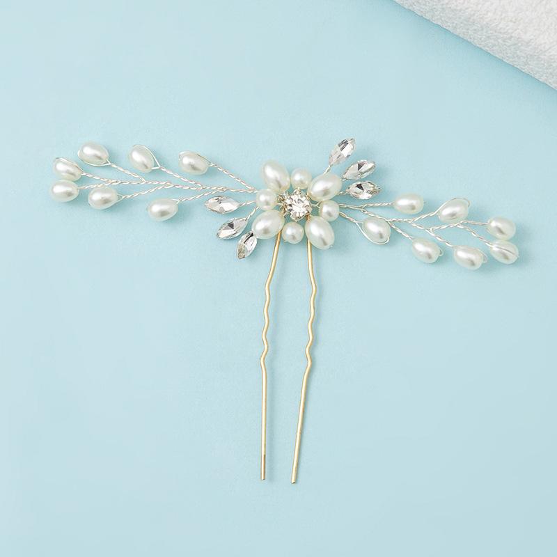 Handmade Imitation Pearl Flower Hairpin for Bridal Updo and Wedding Dress Accessory