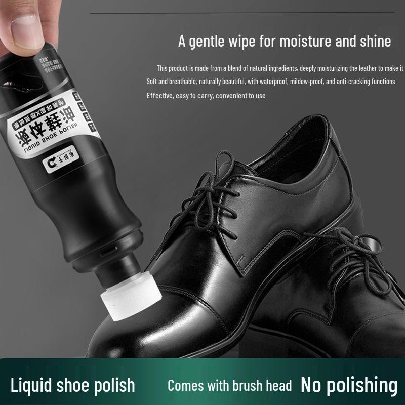 Liquid Shoe Polish: One-Wipe Shine, Colorless & Black, Genuine Leather Care with Lanolin, Nourishing & Waterproof Cleaning Solution.