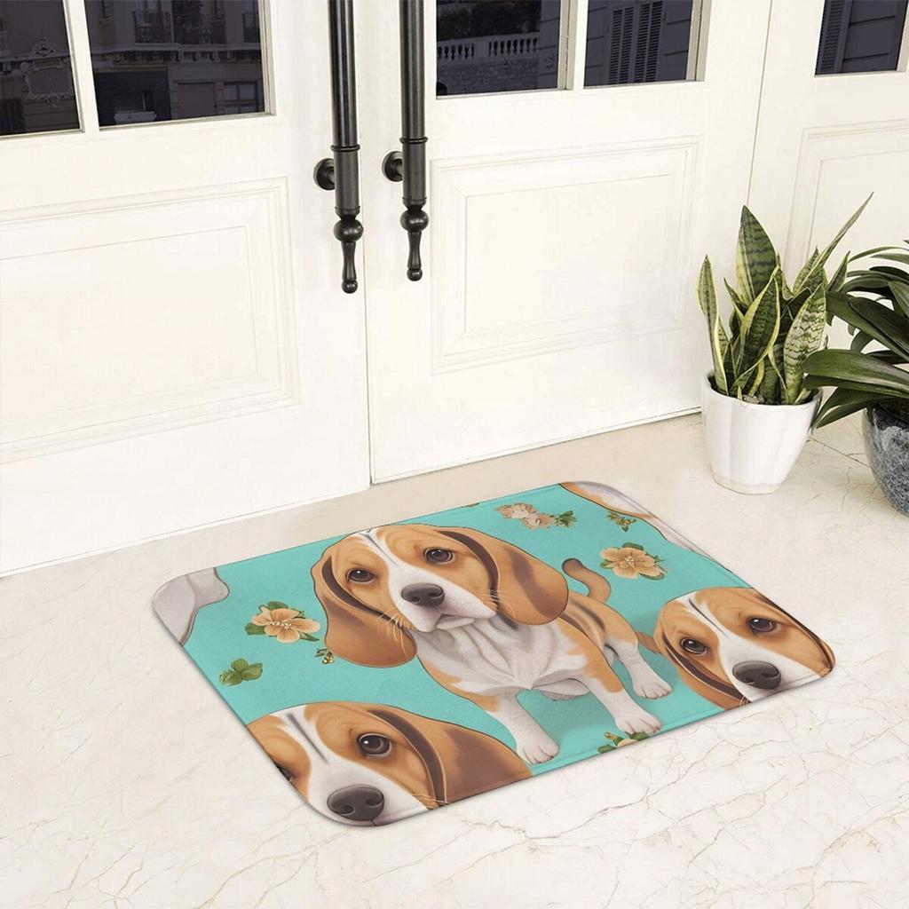 1pc Bedroom Mat Stylish Beagle Doormat Flannel Carpet for Entrance Home Decoration