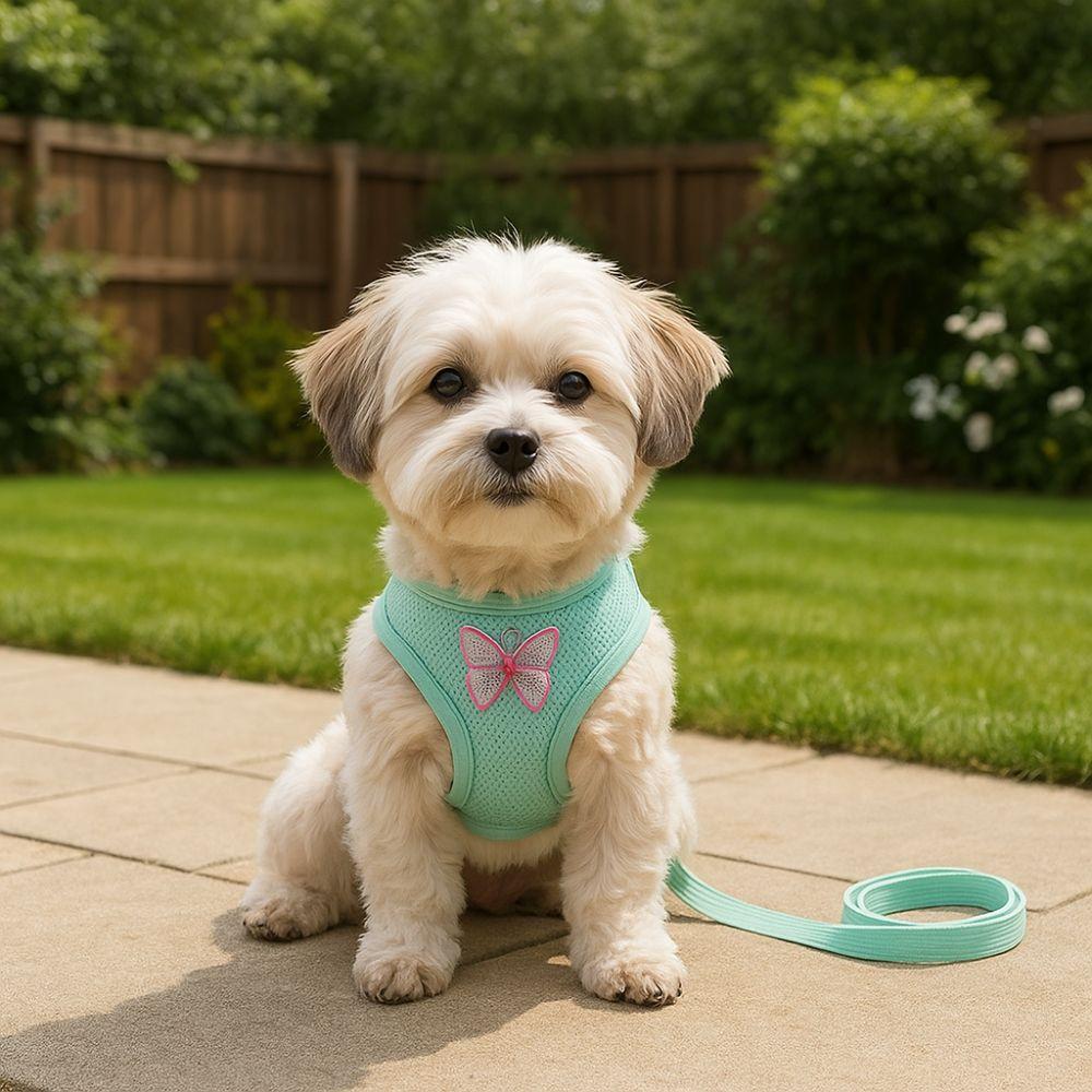 Adjustable Pet Dog Harness Leash Breathable Comfortable Dog Chest Strap with Butterfly Soft Dog Traction Rope Collar Daily Walk