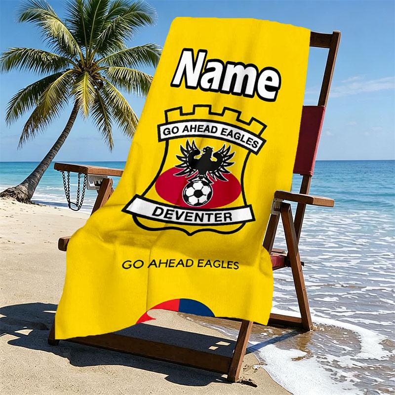 Personalisierbares Strandtuch mit Aufdruck der Go Ahead Eagles und individuellem Namen, für Reise, Camping, Strandparty, Heimdekoration, Geburtstagsgeschenk für Familie & Freunde