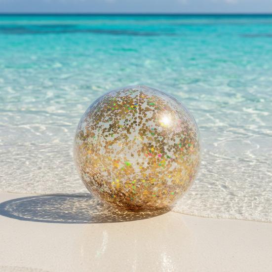16/24-Zoll Aufblasbarer Glitzer-Strandball Auslaufsichere Klare Bälle mit Konfetti-Pailletten Kinder Erwachsene Sommer Strand Schwimmbad Party Spielzeug