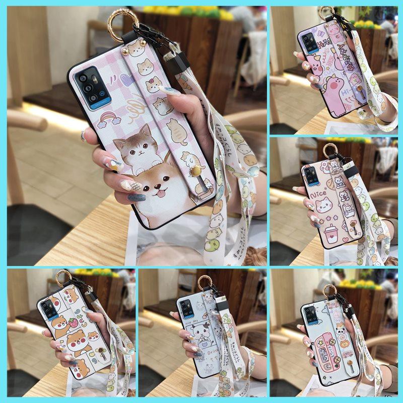 Durable Anti-dust Phone Case For ZTE Blade A71/Optus X Swift 5G Cute Kickstand Phone Holder Soft case Lanyard Anti-knock