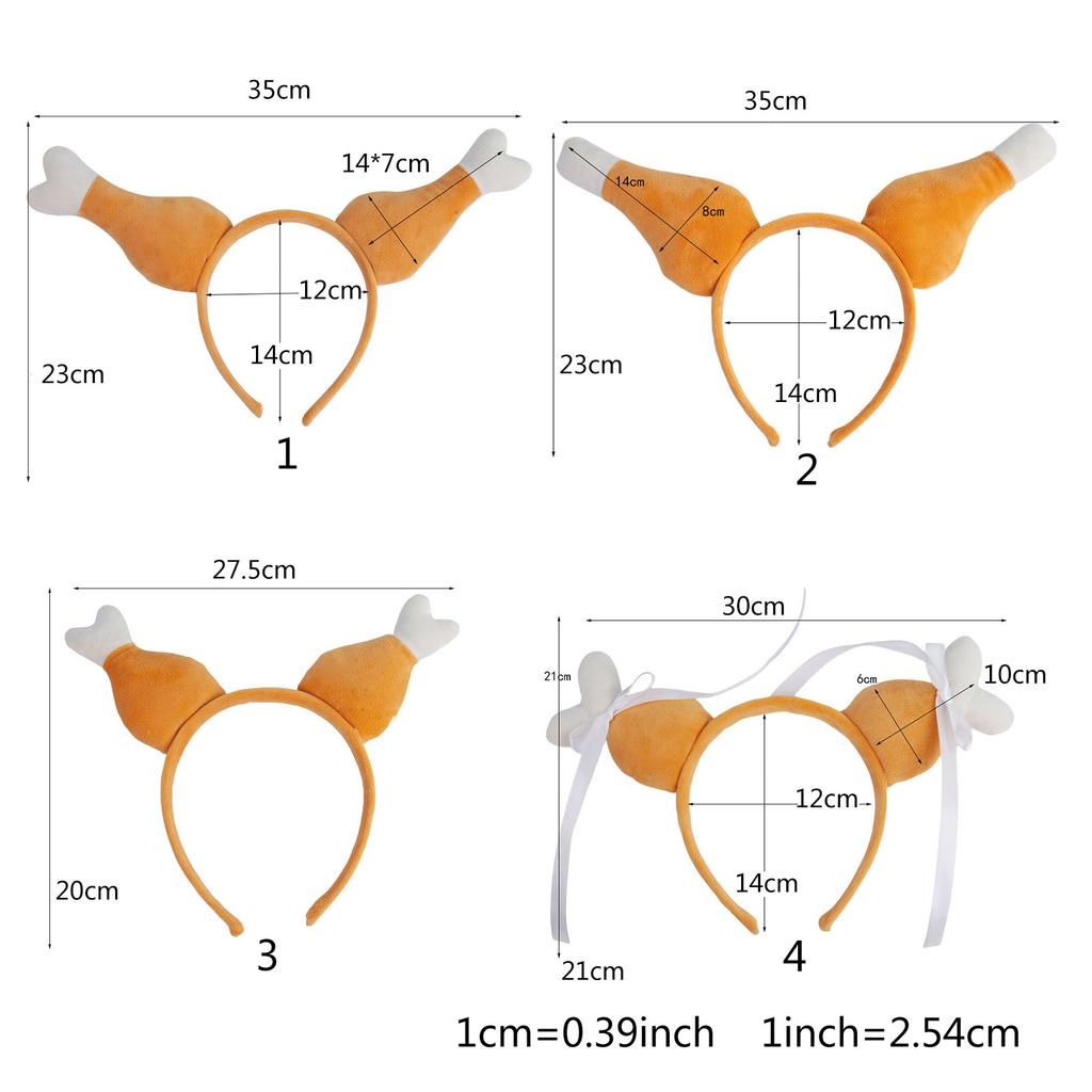 Spoof Turkey Leg Hairhoop Plush Chicken Leg Headband Cosplay Costume Festive Party Headdress Adult Kids Funny Headpieces