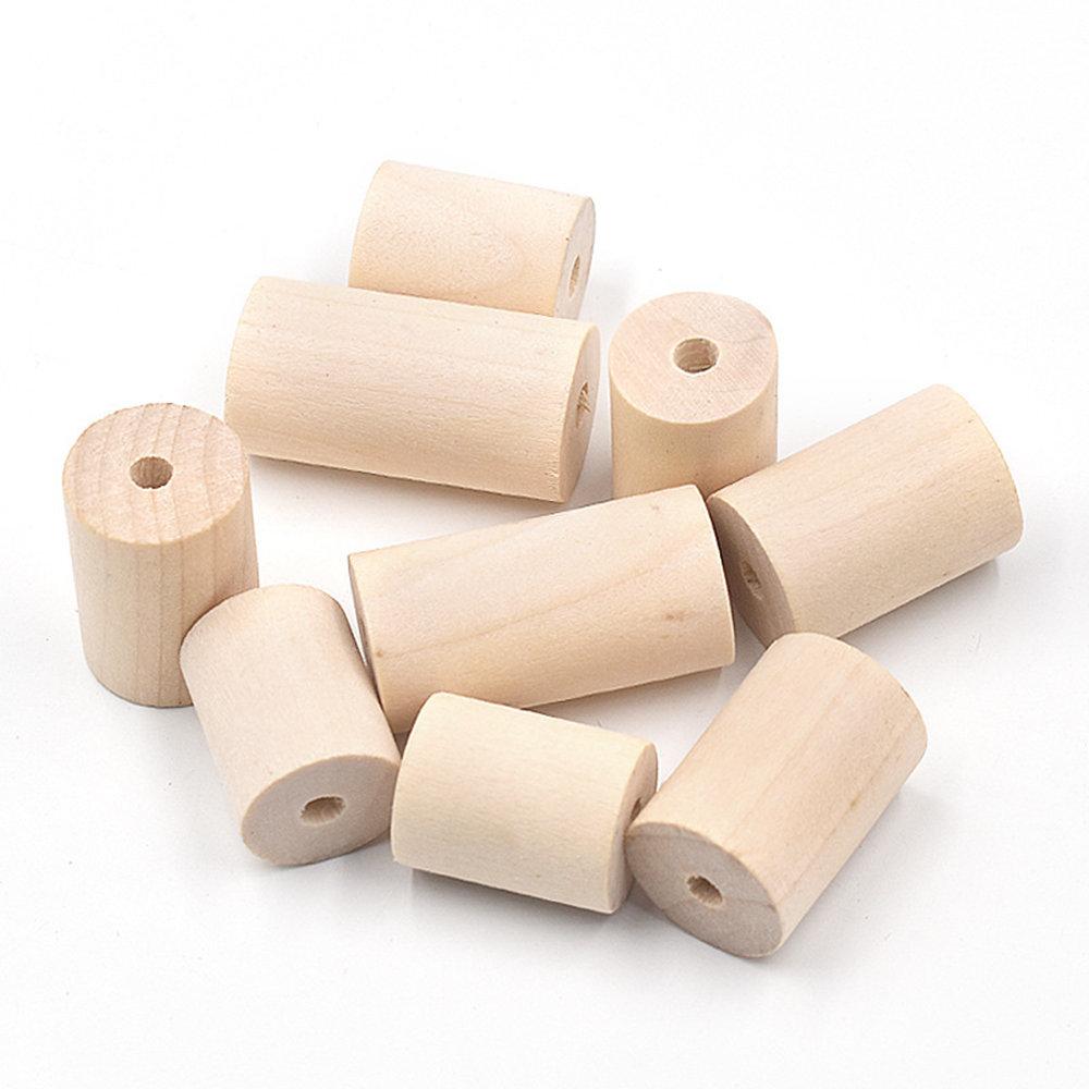 15 stk 25 mm 30 mm 40 mm Stor Sylinderform Naturtre Håndverk Store Hull Perler for DIY Håndverk Treskjæring Smykkefremstillings Tilbehør