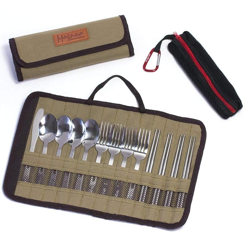 

MAGNA stainless steel cutlery set for 4 people 13 pieces compact storage (brown)