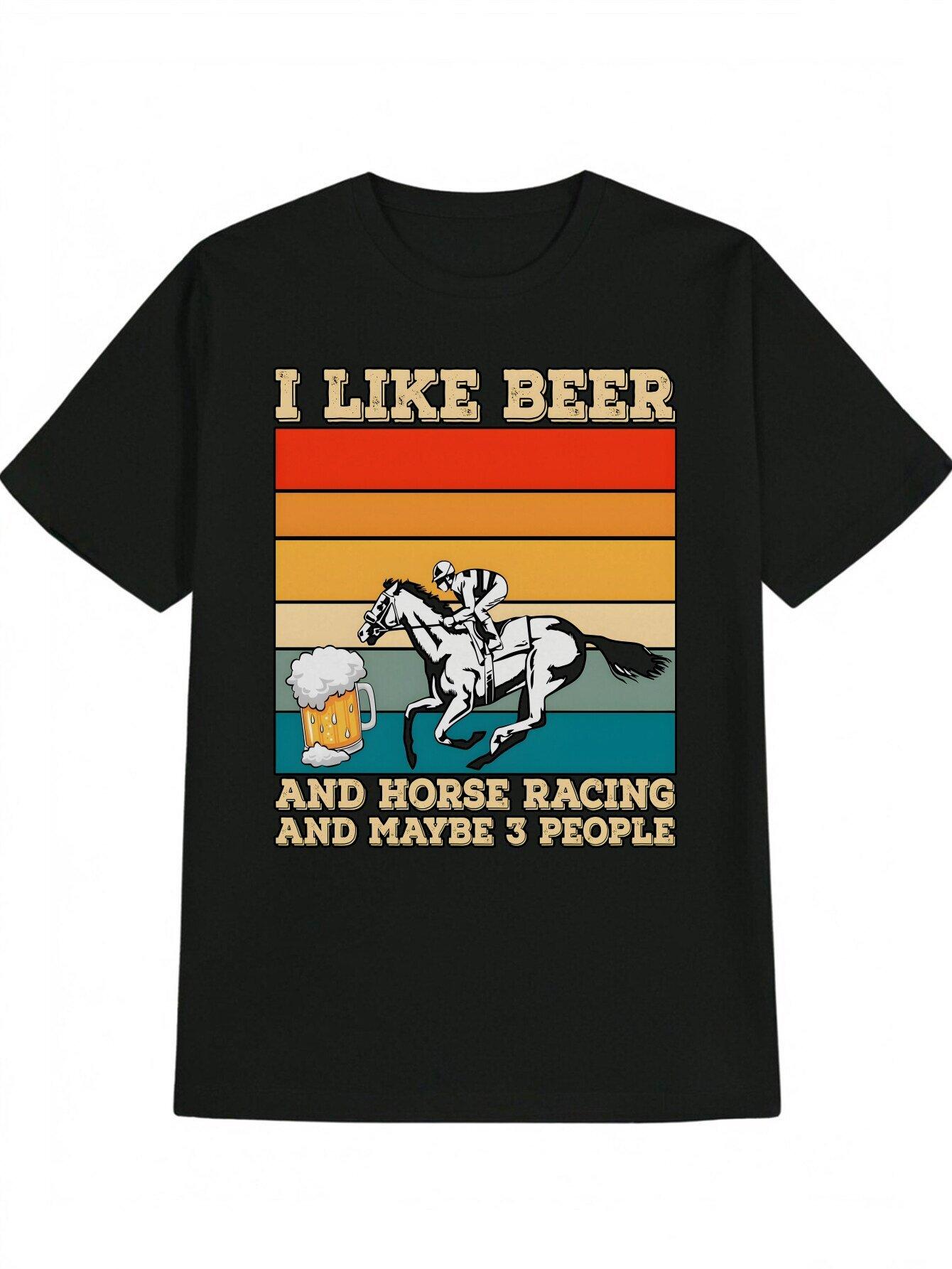 Vintage Horse Racing & Beer Graphic T-shirt XXL