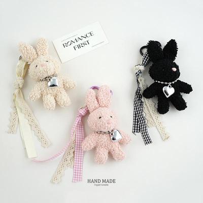 Portachiavi & Ciondolo Borsa Peluche Coniglio con Fiocco Rosso