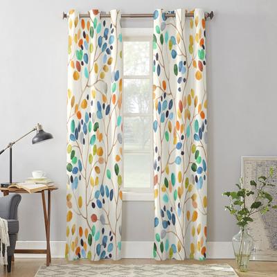 Rideaux de fenêtre abstraits à feuilles colorées pour salon chambre rideau moderne cuisine stores rideaux