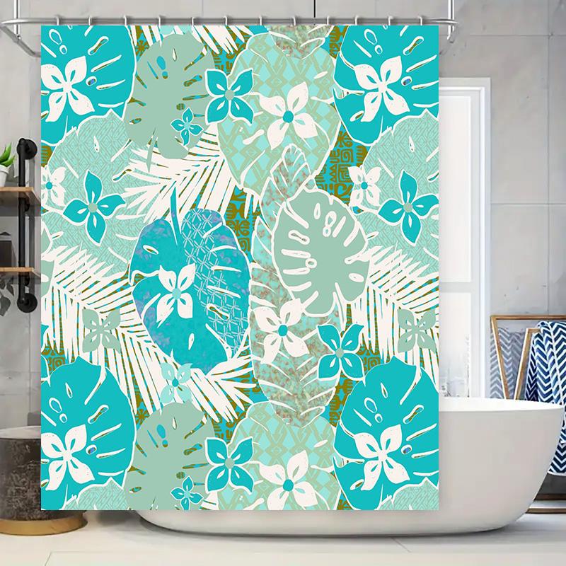 

Beach Style Shower Curtain, Blue And White Floral Design, Polyester Fabric, Water Resistant, Customizable Size Add A Touch Of Tr W60H190(CM)-1 Pcs