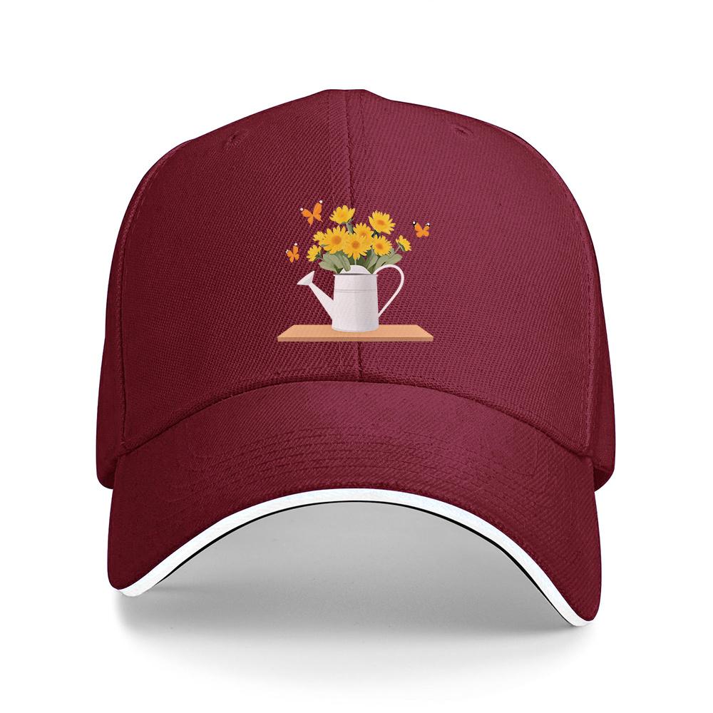 

Sunflower Watering Can Butterflies Baseball Cap Polyester Casual Outdoor Adjustable Unisex Hat One Size