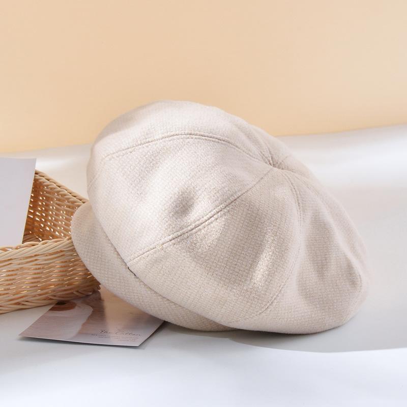 Autumn And Winter New Chitose Grid Beret British Retro Art Painter Hat Japanese Trendy Women's Beret Fashionable Warm Hat