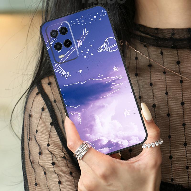 Purple Aesthetic Case For Oppo A74 A94 A54 A80 A60 A40 A18 A38 A58 A78 A98 A96 A76 A16 A15 A17 A57 A77 A5 Pro