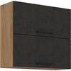ROCK Wall Unit - Lancelot Oak and Matera Grey Melamine Decor - 2 Doors - L80 X H72 Cm