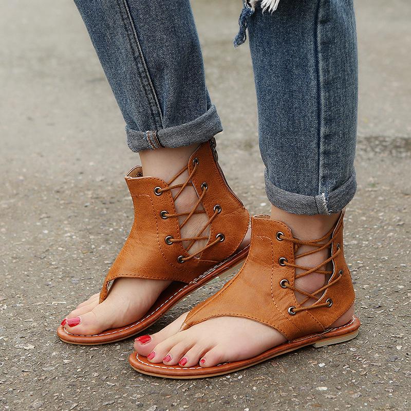 In Stock Summer 2021 New Arrivals Herringbone Sandals European & American Plus Size Flats
