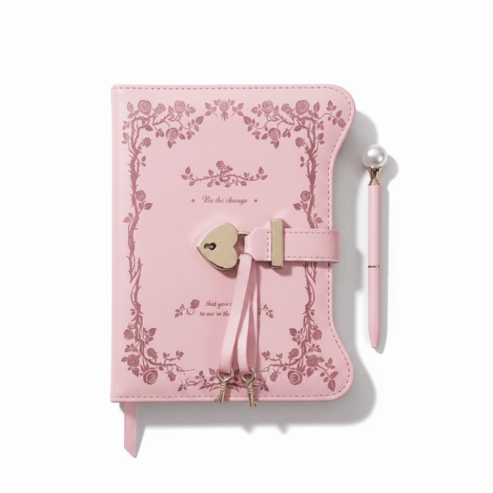 B6 Diary Notebook 360 Pages PU Leather Journal Secret Student Notebook  School Supplies розовый