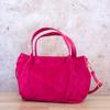 Women's Suede Shoulder Bag Vera Pelle Bolsa Fuchsia