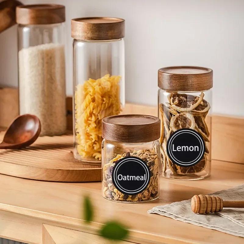 60/240PCS Spice Jars Labels Stickers Condiment Bottle Sticker Tags Seasoning Ingredient Glass Containers Label Kitchen Tools