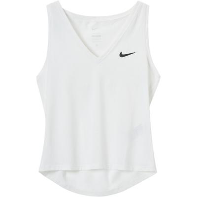 Court Victory Solid Back Curved Hem V-Neck Sleeveless Sports Tank Top Women Tops White CV4785-100