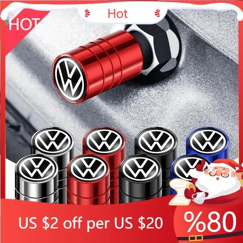 For VW New 4Pcs Car Valve Caps Wheel Tires Air Tyre Stem Protective Cover For Volkswagen Golf Jetta Tiguan Touran TSI TDI R32