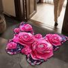 Floor Mat Butterflies Shape 3D Floral Pattern Non-Slip Dot-Embossed Backing Door Mat Water Absorbent Quick Drying Bathroom Entrance Rug