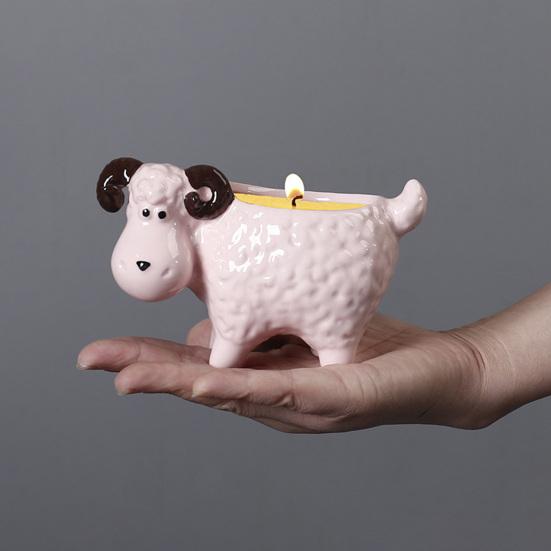 Cartoon Sheep Candle Holder Votive Tealight Candle Stand Living Room Bathroom Candlestick Decoration Table Centerpiece Ornament