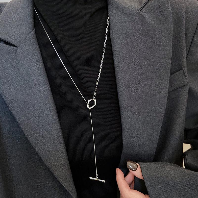 

Женское ожерелье на ключицу из титановой стали 2023 года — роскошная цепочка для свитера на осень/зиму