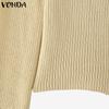 VONDA Women Turtleneck Long Sleeve Cutout Casual Fitted Knitwear Sweaters Jumpers