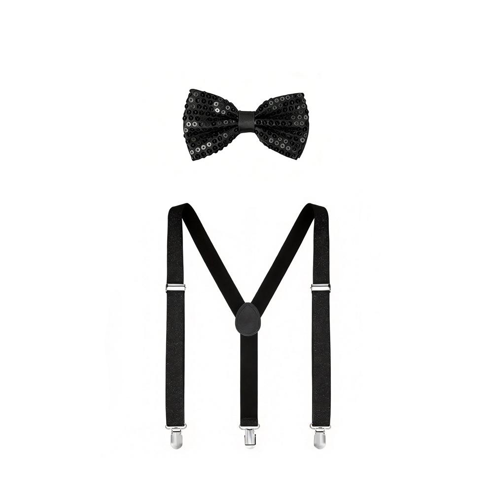 Set Bretelle Papillon per Bambini Ragazzi Ragazze Clip a Farfalla Accessori per Travestimenti Nero