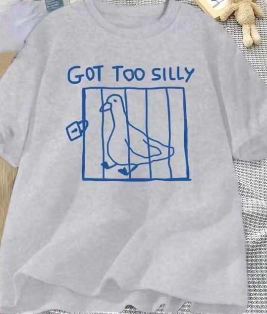 Příliš hloupé tričko Unisex Harajuku Vtipné hloupé husí tričko Ležérní Unisex Streetwear Oblečení Harajuku Krátký rukáv Ležérní