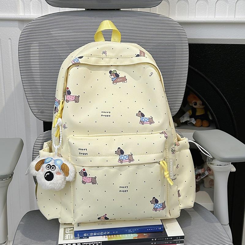 Schoolbag Cute Cartoon Dog Schoolbag Girls Junior High School Sweet Girl High Value Lightweight Backpack Casual Versatile Student Backpack Female