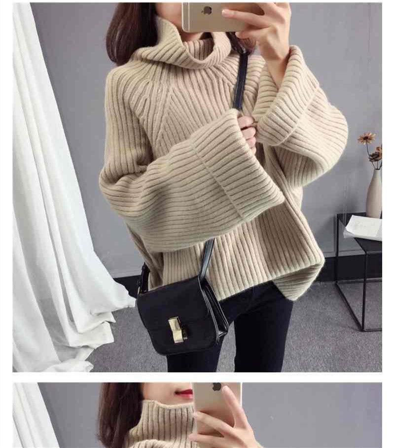 Women's Loose Korean-Style Turtleneck Sweater - 2024 Autumn/Winter Trendy Knitted Pullover