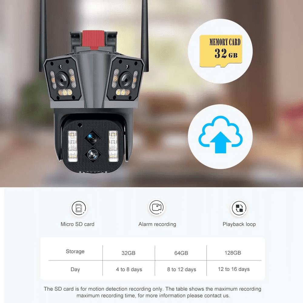 LS VISION Venkovní WIFI IP kamera 16MP 8K HD 10x optický zoom Automatické sledování PTZ Čtyři objektivy Tři obrazovky Vodotěsná bezpečnostní kamera CCTV