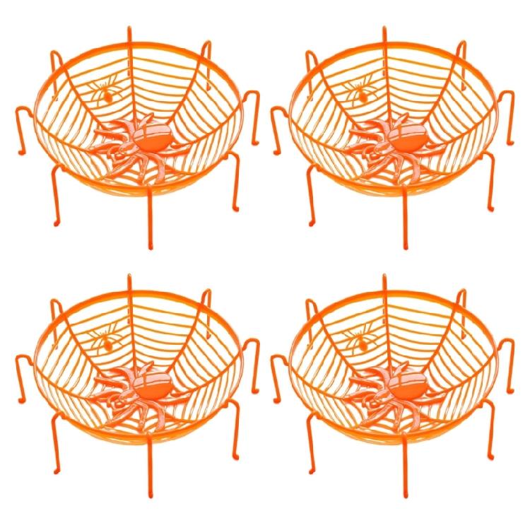 4Pcs Halloween Spiderweb Basket Candy Bowls Hand Grabbing Candy Holder Party Dining Table Candy Stand Fruit Plate